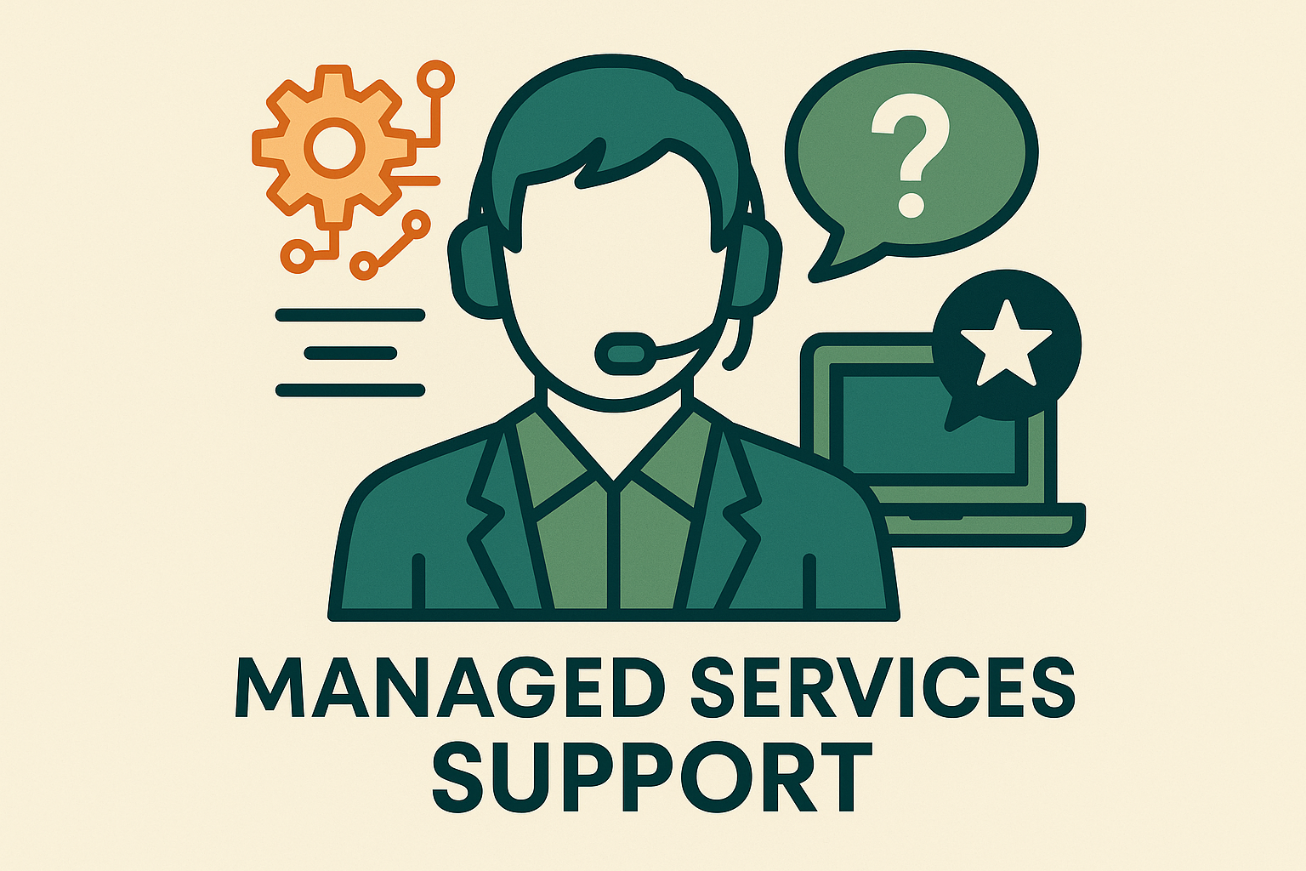 Dashboards, uptime, patch status, and backup health for Managed Services